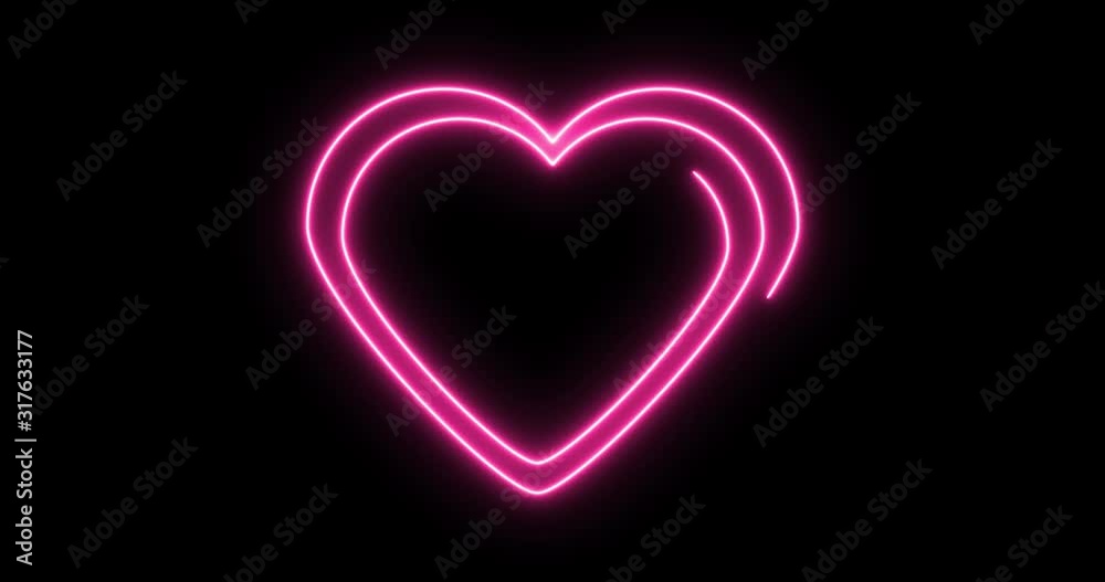 Heart spinning blue neon spiral. 4k loop animation Heart spinning blue neon spiral. 4k loop animation