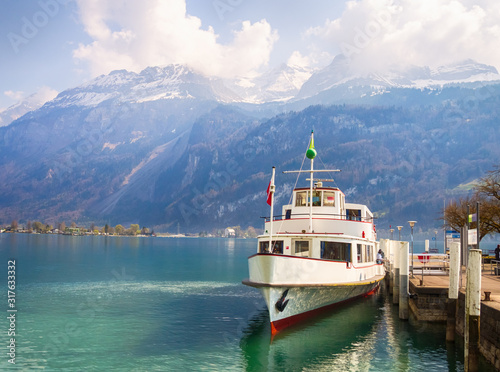 Boat Tour with Lake of Interlaken Switzerland, Tourist port in brienz Lake