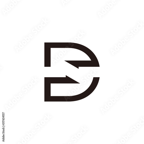 letter ds symbol geometric arrow negative space logo vector