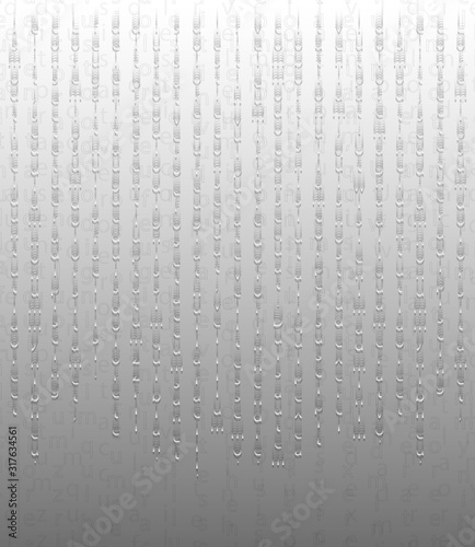 Falling letters on a light background in the Matrix style
