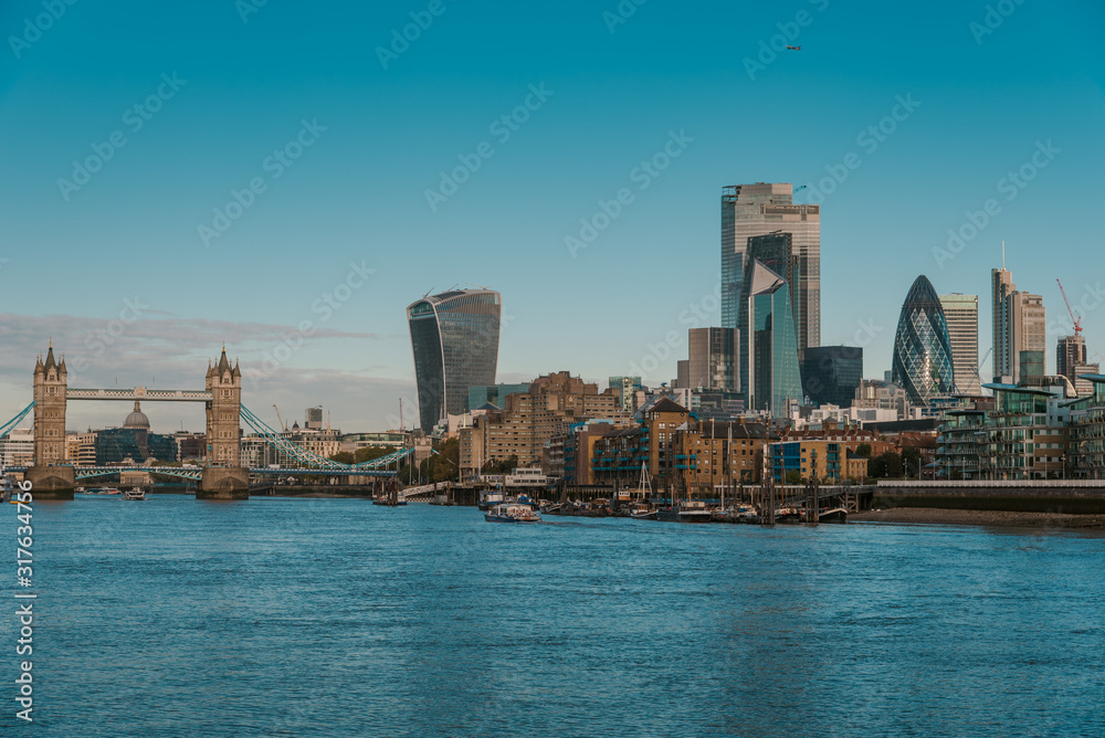 View of the City of London and Tower Bridge