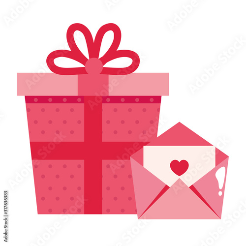 gift box and envelope isolated icon