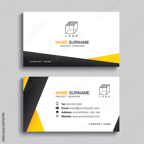 Minimal business card print template design. Simple clean layout.