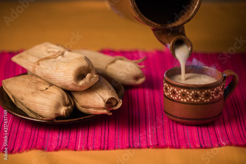 Tamales con atole dia de la Candelaria photo