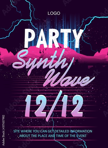 retro wave cyber space poster