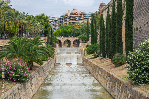 Historic canal in Palma de Majorca city center  Balearic Islands