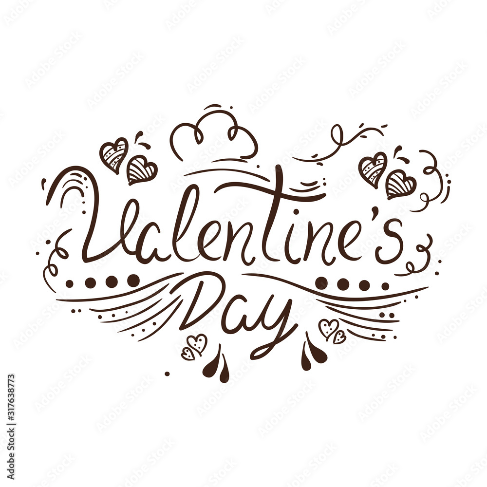 valentines day lettering with decoration