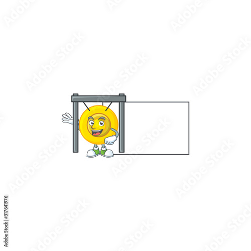 Smiley chinese gong with whiteboard cartoon character design