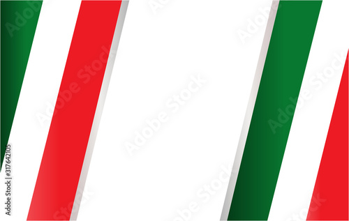 Italian flag frame background with empty space for your text vector design template.
