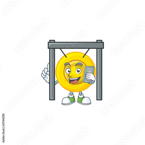 Cute design of chinese gong speaking on the phone