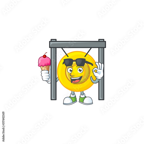 Chinese gong mascot cartoon design with ice cream