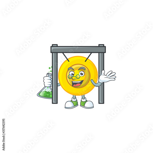 Smart Professor chinese gong cartoon character with glass tube