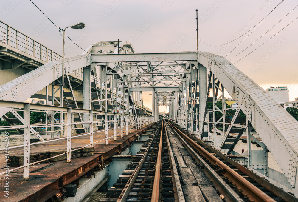 Ancient Binh Loi Railway Bridge in Saigon, Vietnam