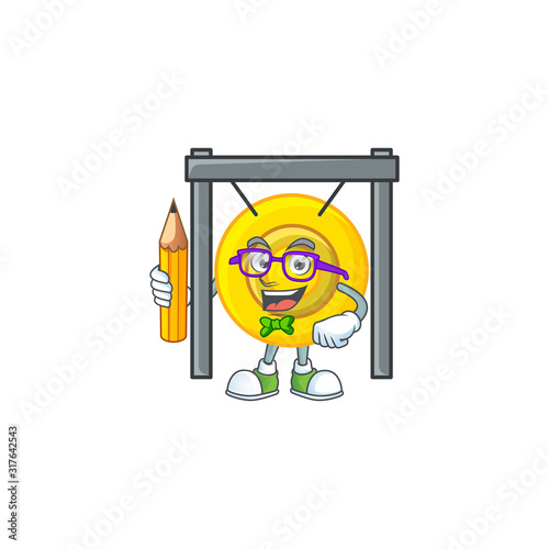 A picture of Student chinese gong character holding pencil