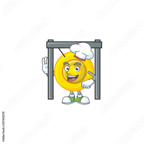 Chinese gong cartoon character wearing costume of chef and white hat