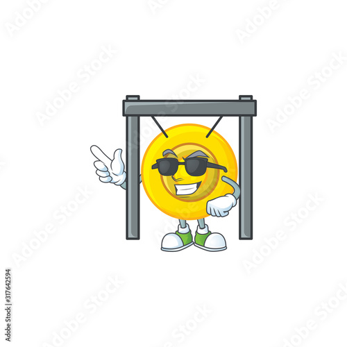 Super cool chinese gong character wearing black glasses