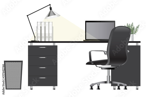 Empty modern office interior. Vector image. Office workspace concept
