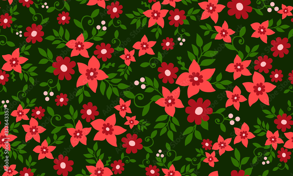Cute flower pattern background for Christmas, with leaf and floral seamless drawing. Cute flower pattern background for Christmas, with leaf and floral seamless drawing.