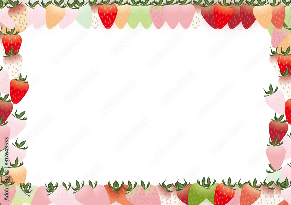 カラフルな苺の横スタイルフレーム背景素材