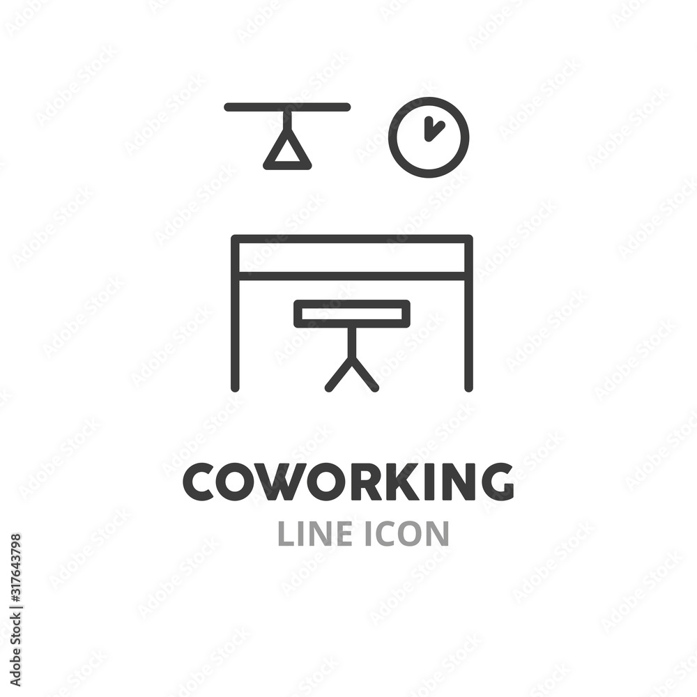 Coworking symbol thin line icons. Vector illustration symbol elements for web design.. Coworking symbol thin line icons. Vector illustration symbol elements for web design..