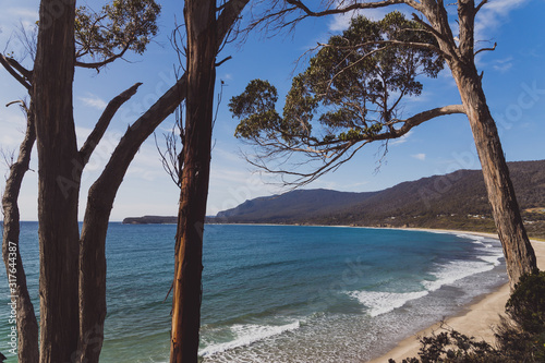 view of the beach next to the Tessalated Pavement in Eaglehack Neck in the Tasman Peninsula