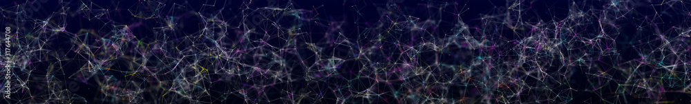 Panorama illustration background. Abstract connecting dots and lines. Concept of science digital technology. 