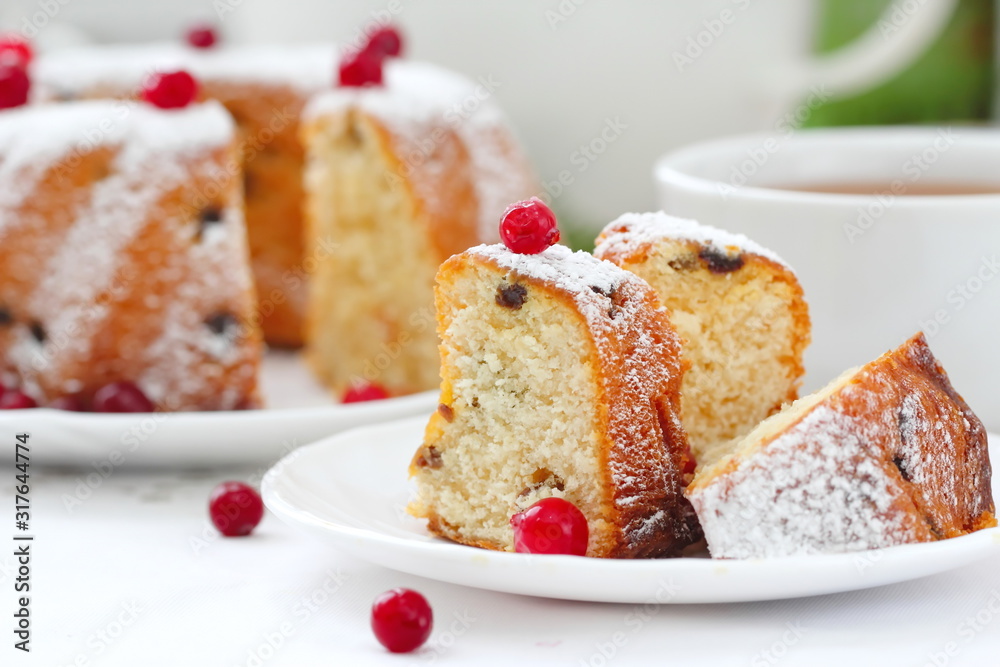 Homemade fruit cake with cranberries and dry fruit