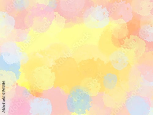  yellow gold pink and blue in watercolor background design. Fringing in colorful sunrise