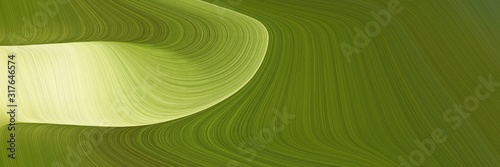 moving designed horizontal header with dark olive green, khaki and yellow green colors. dynamic curved lines with fluid flowing waves and curves