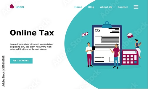 Online Tax Payment Vector Illustration Concept , Suitable for web landing page, ui,  mobile app, editorial design, flyer, banner, and other related occasion