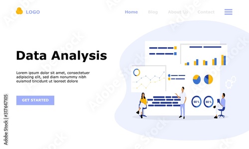 Data Analysis Vector Illustration Concept, Suitable for web landing page,  ui, mobile app, editorial design, flyer, banner, and other related occasion