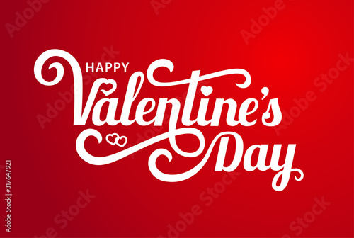 Happy Valentines Day Typographic Lettering on red Background. Vector illustration a Valentine s Day Card.