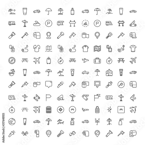 Travel set line icons photo