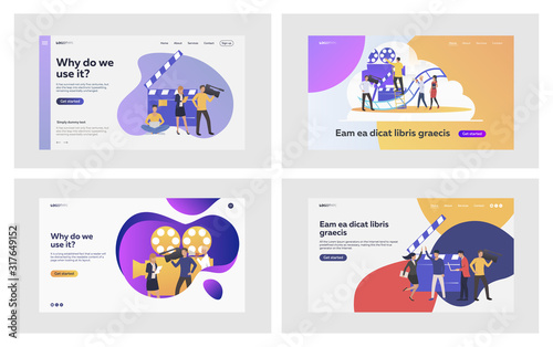 Broadcaster news journalists set. Reporters, cameramen recording reportage. Flat vector illustrations. Broadcasting, equipment, journalism concept for banner, website design or landing web page