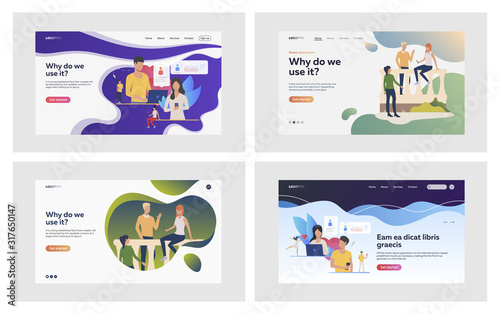 Offline and online communication set. People using dating app, chatting. Flat vector illustrations. Friendship, leisure, meeting outside concept for banner, website design or landing web page