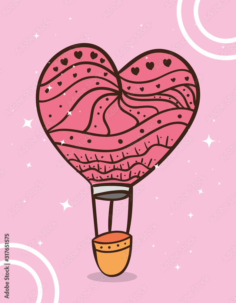 balloon air hot in shape heart isolated icon balloon air hot in shape heart isolated icon