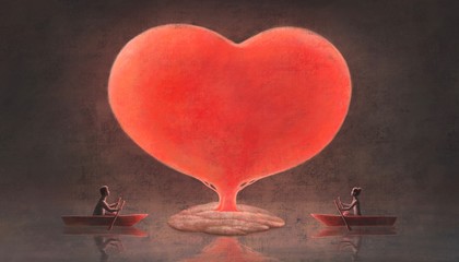 Ingelijste posters Voor haar Surrealistisch liefdesconcept in schilderkunst  © Jorm Sangsorn