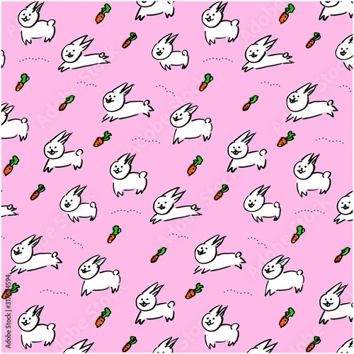  Horde of cute rabbits pink pattern