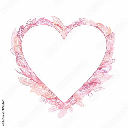 Pink Romantic Boho Tender Heart Vector Frame