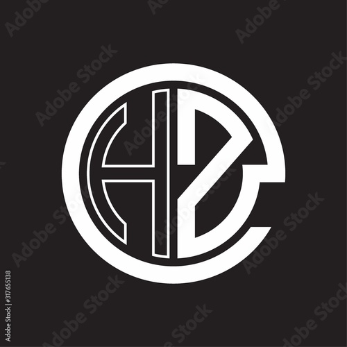 HZ Logo with circle rounded negative space design template