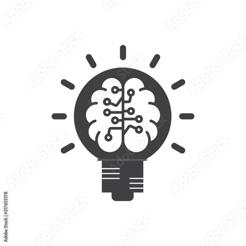 Brain light bulb concept of innovation and imagination