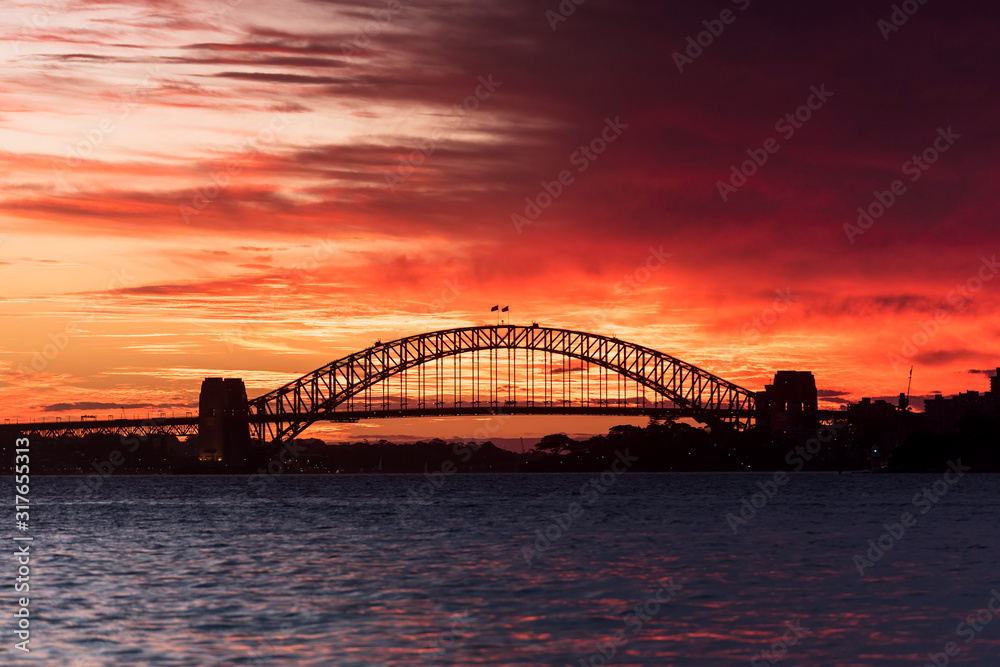 Sydney Harbour Bridge at sunset, Australia