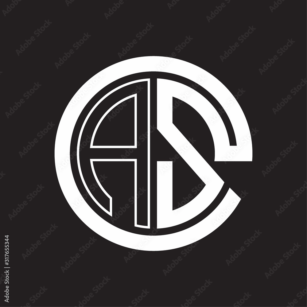 AS Logo with circle rounded negative space design template AS Logo with circle rounded negative space design template