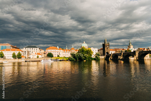 Old Town Tower in Prague on the Vltava River