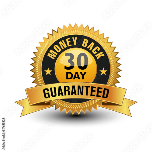 Vector 30 day money back guaranteed label or sign.