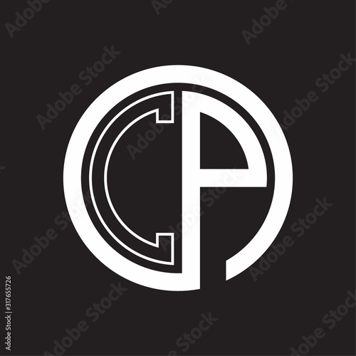CP Logo with circle rounded negative space design template