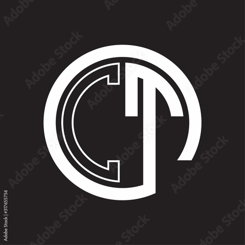 CT Logo with circle rounded negative space design template