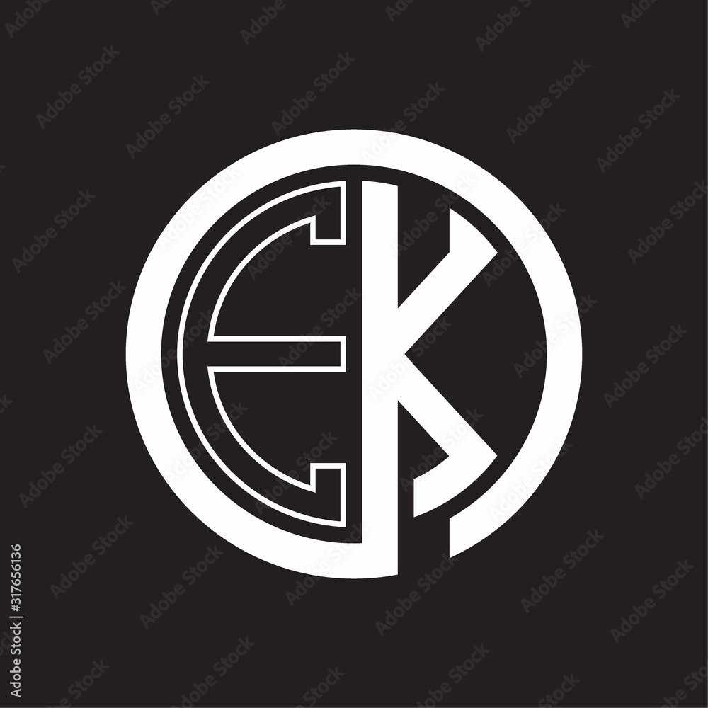 EK Logo with circle rounded negative space design template EK Logo with circle rounded negative space design template