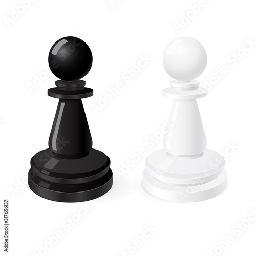 Pawns. Black and white chess pieces