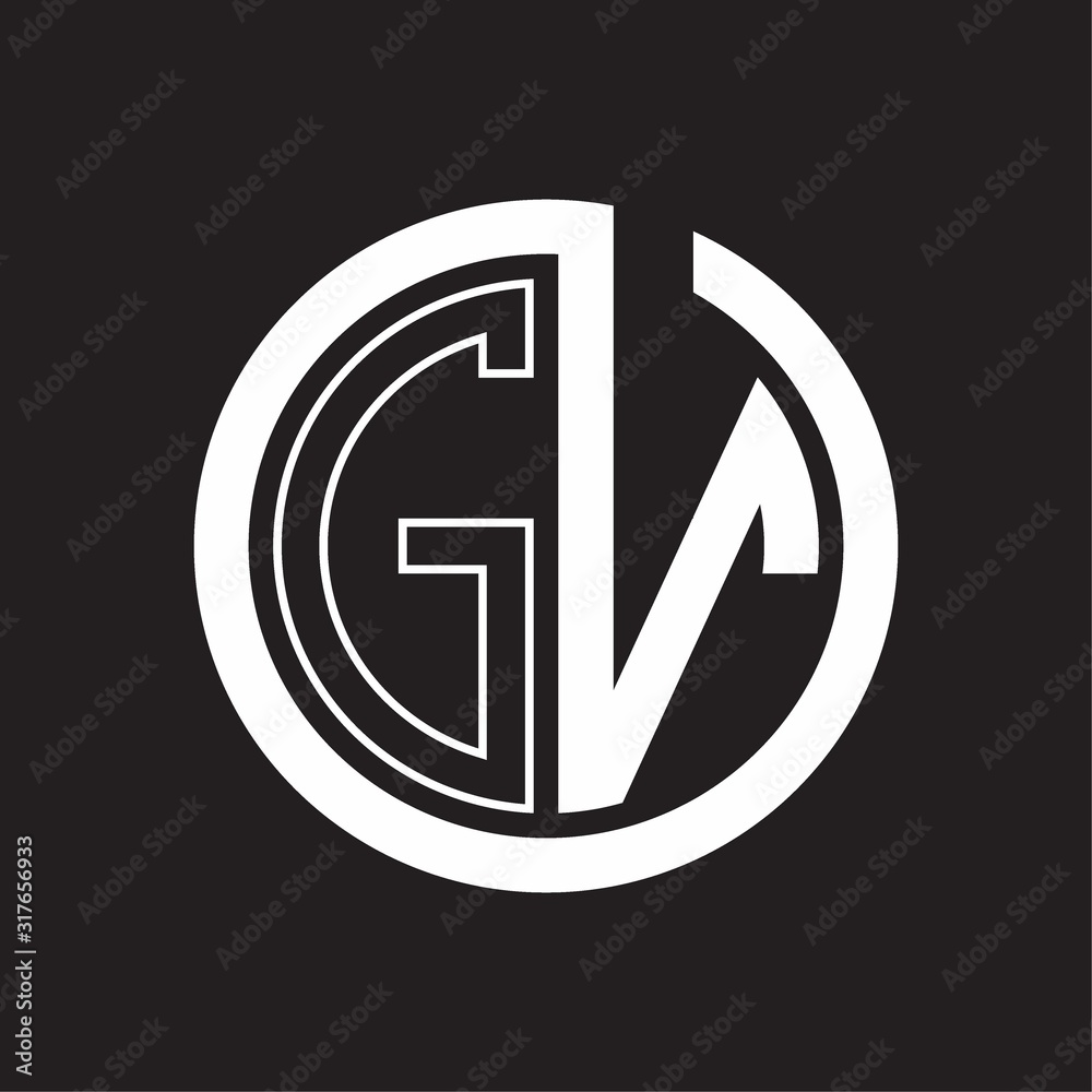 GV Logo with circle rounded negative space design template GV Logo with circle rounded negative space design template